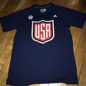 Team USA T-Shirt Men's Medium Blue White Adult Adidas World Cup Hockey 2016 U6a